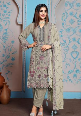 Picture of Georgette Rosy Brown Straight Cut Salwar Kameez