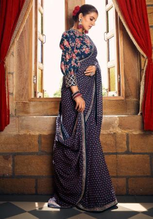 Picture of Beauteous Georgette Dark Slate Grey Saree