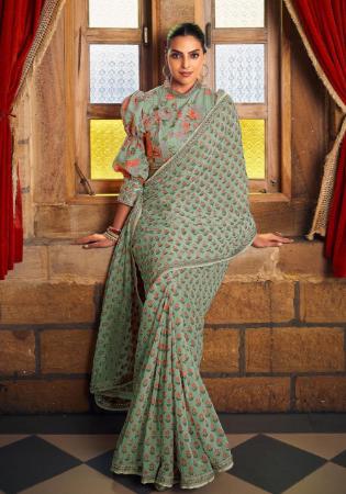 Picture of Gorgeous Georgette Grey Saree