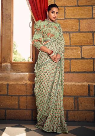 Picture of Bewitching Georgette Dark Sea Green Saree