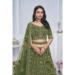 Picture of Wonderful Net Dark Olive Green Lehenga Choli