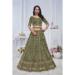 Picture of Wonderful Net Dark Olive Green Lehenga Choli