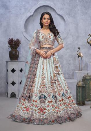 Picture of Admirable Net Sky Blue Lehenga Choli