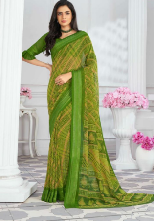 Picture of Grand Georgette Yellow Green Saree