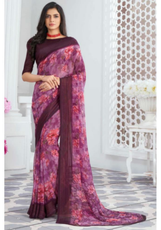 Picture of Ideal Georgette Rosy Brown Saree