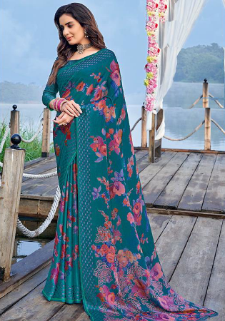 Picture of Taking Chiffon Teal Saree