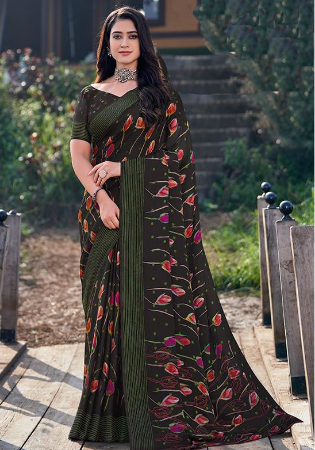 Picture of Elegant Chiffon Brown Saree