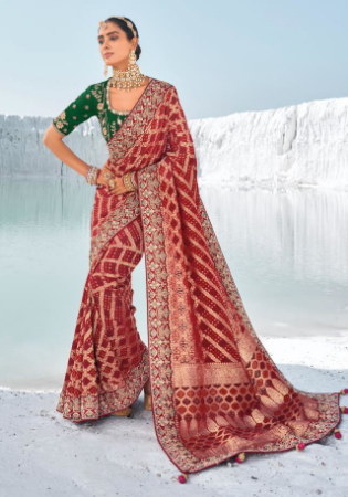 Picture of Gorgeous Georgette Maroon Saree