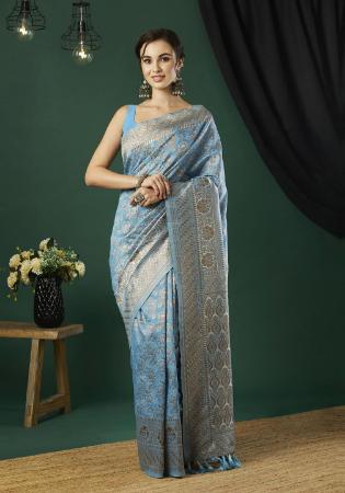 Picture of Exquisite Linen Medium Turquoise Saree