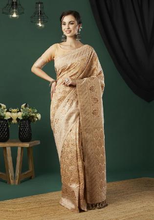 Picture of Resplendent Linen Burly Wood Saree