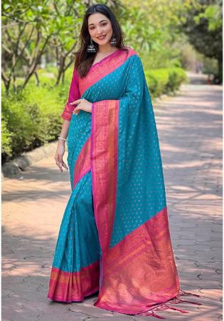 Picture of Comely Silk Teal Saree