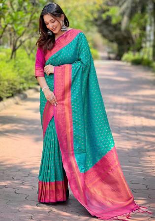 Picture of Bewitching Silk Dark Cyan Saree