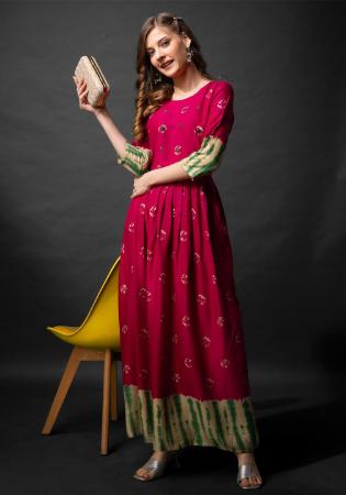 Picture of Charming Rayon Maroon Kurtis And Tunic