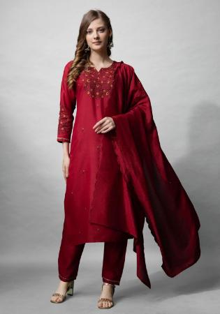 Picture of Shapely Cotton Maroon Readymade Salwar Kameez