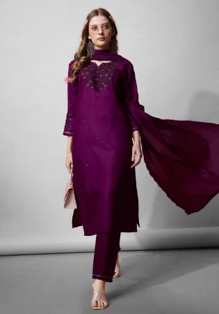 Picture of Resplendent Cotton Purple Readymade Salwar Kameez