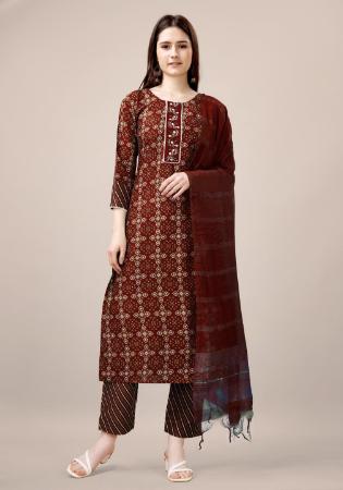 Picture of Admirable Rayon Maroon Readymade Salwar Kameez