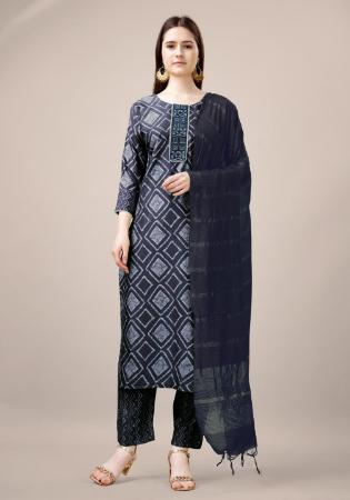 Picture of Rayon Dark Slate Grey Readymade Salwar Kameez