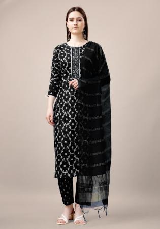 Picture of Comely Rayon Black Readymade Salwar Kameez