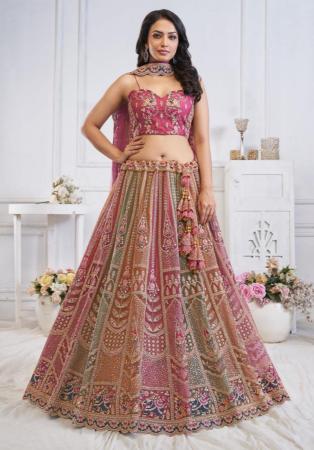 Picture of Charming Net & Organza Rosy Brown Lehenga Choli