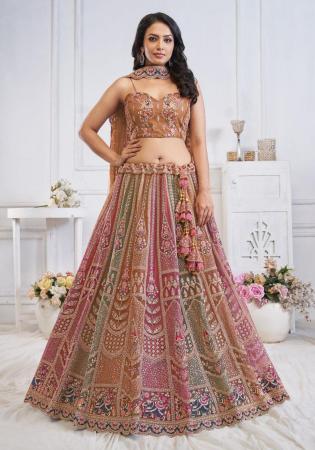 Picture of Pleasing Net & Organza Rosy Brown Lehenga Choli