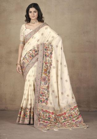 Picture of Admirable Silk Antique White Saree