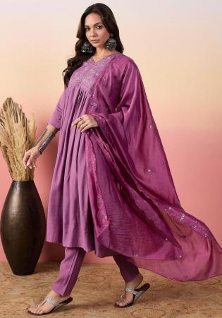 Picture of Enticing Silk Purple Readymade Salwar Kameez