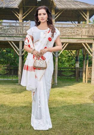 Picture of Appealing Cotton & Silk White Saree