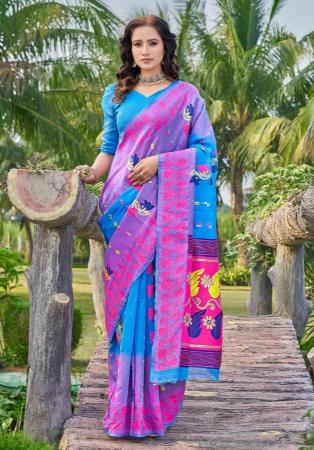 Picture of Admirable Cotton & Silk Deep Sky Blue Saree