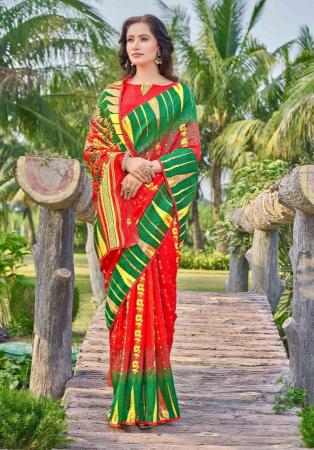 Picture of Ravishing Cotton & Silk Red Saree