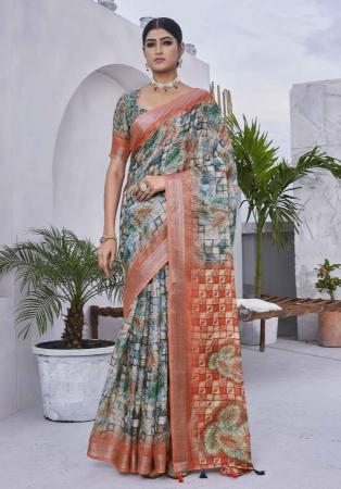 Picture of Delightful Linen Medium Sea Green Saree