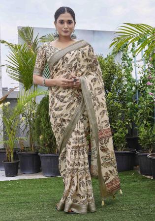 Picture of Pretty Linen Tan Saree