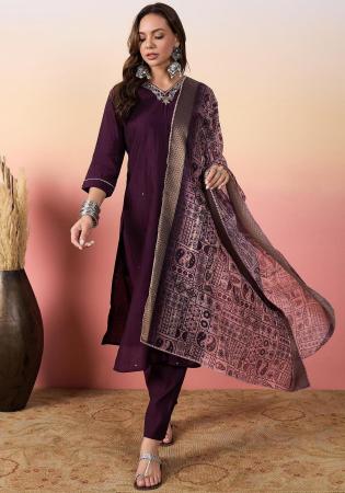 Picture of Beautiful Silk Purple Readymade Salwar Kameez