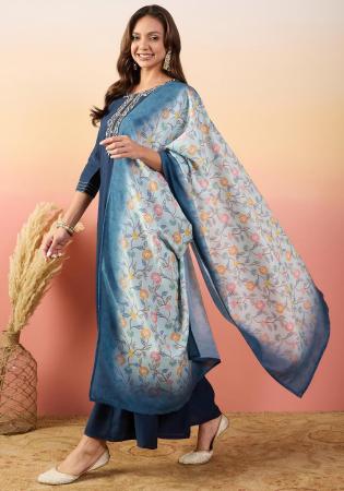 Picture of Graceful Silk Midnight Blue Readymade Salwar Kameez