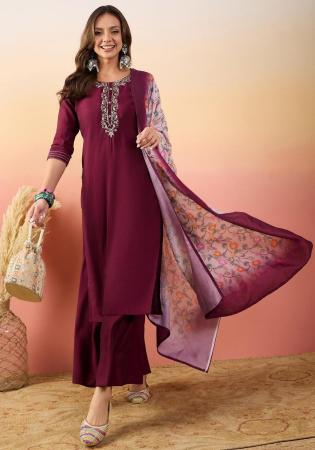 Picture of Beauteous Silk Maroon Readymade Salwar Kameez