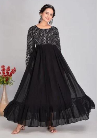 Picture of Wonderful Georgette Black Readymade Gown