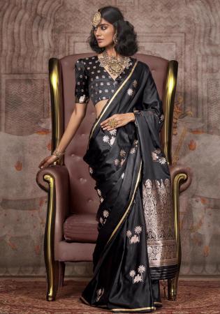 Picture of Shapely Satin & Silk Black Saree