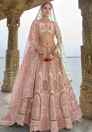 Picture of Sightly Silk Rosy Brown Lehenga Choli