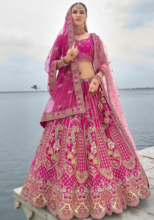 Picture of Magnificent Silk Pale Violet Red Lehenga Choli