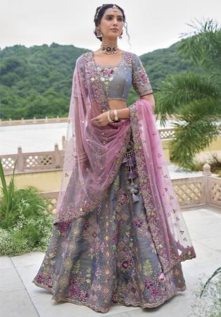 Picture of Graceful Silk Slate Grey Lehenga Choli