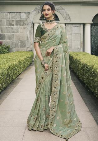 Picture of Nice Silk Dark Sea Green Saree