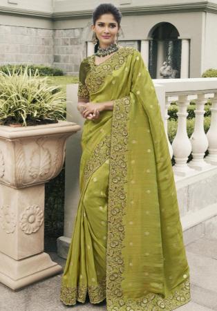 Picture of Excellent Silk Dark Khaki Saree