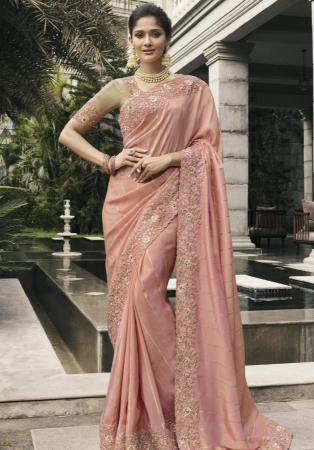 Picture of Gorgeous Silk Pale Violet Red Saree