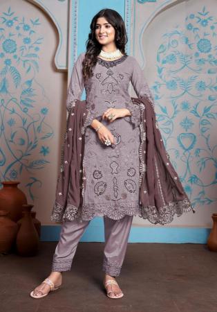 Picture of Beauteous Georgette Silver Straight Cut Salwar Kameez