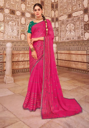 Picture of Amazing Chiffon & Silk Pink Saree