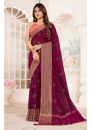 Picture of Comely Chiffon Brown Saree