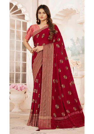 Picture of Excellent Chiffon Maroon Saree