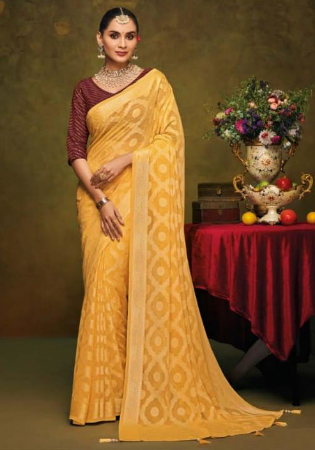 Picture of Appealing Brasso Golden Rod Saree