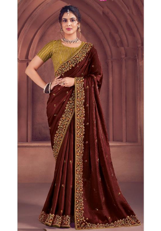 Picture of Splendid Organza Maroon Saree