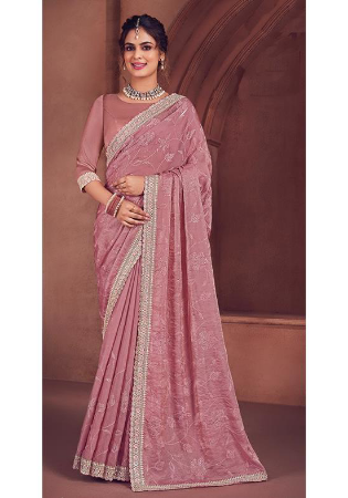 Picture of Stunning Organza Rosy Brown Saree