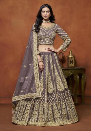 Picture of Elegant Net Dim Gray Lehenga Choli